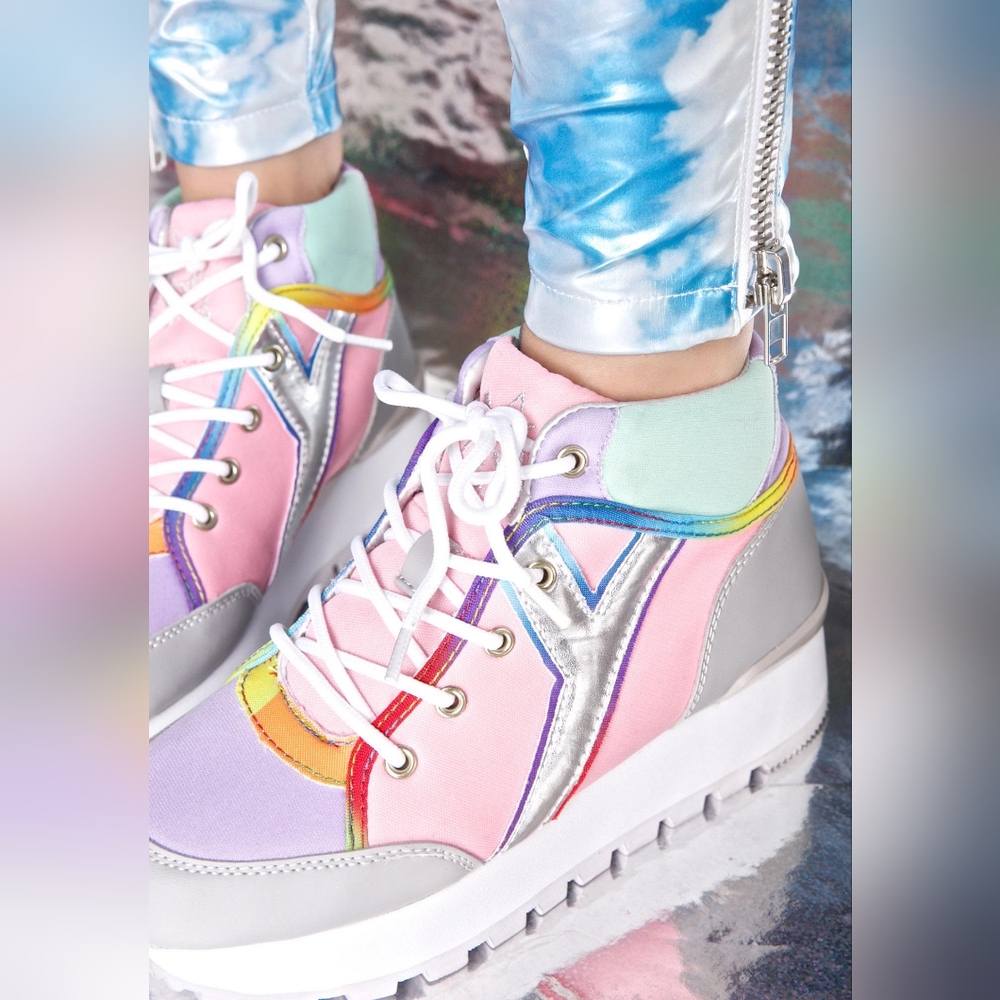 Yru Women's TUNE HI Pastel Colorful Sneakers Size 8 US